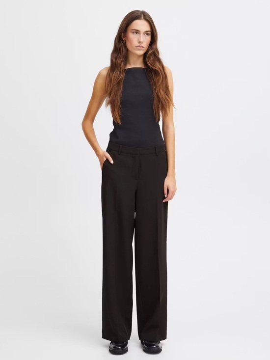 ICHI Pants - ICHI Ihlexi Wide Leg Tailored Trousers in Black